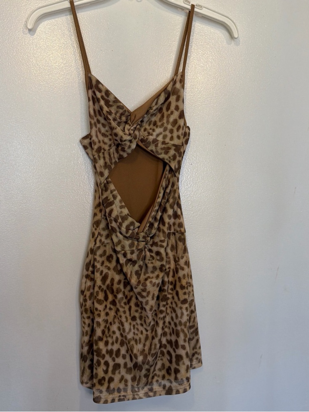SHEIN Leopard Print Cutout Mini Dress - Brown